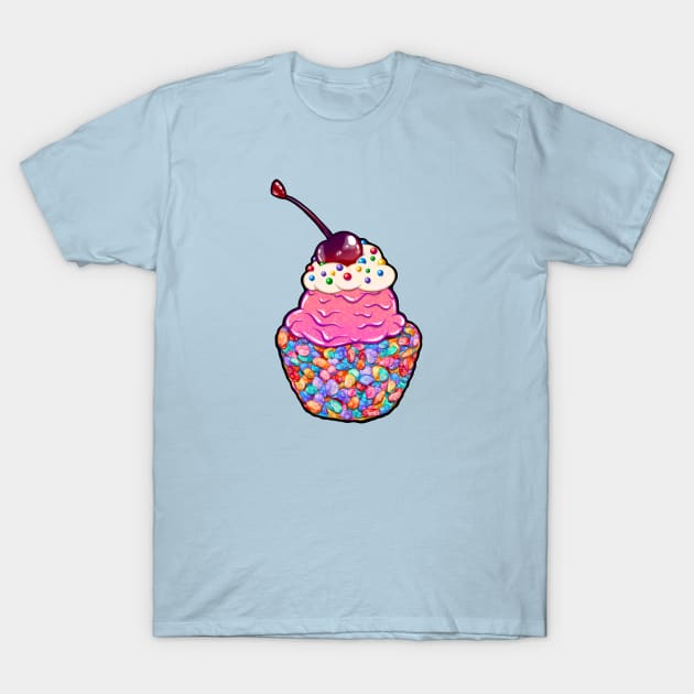 Pink Ice Cream and Fruity Cereal T-Shirt by reginarennart